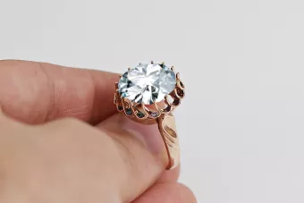 Ring Vintage Handwerk Zirkon Originales Vintage-Roségold aus 14 Karat vrc035r